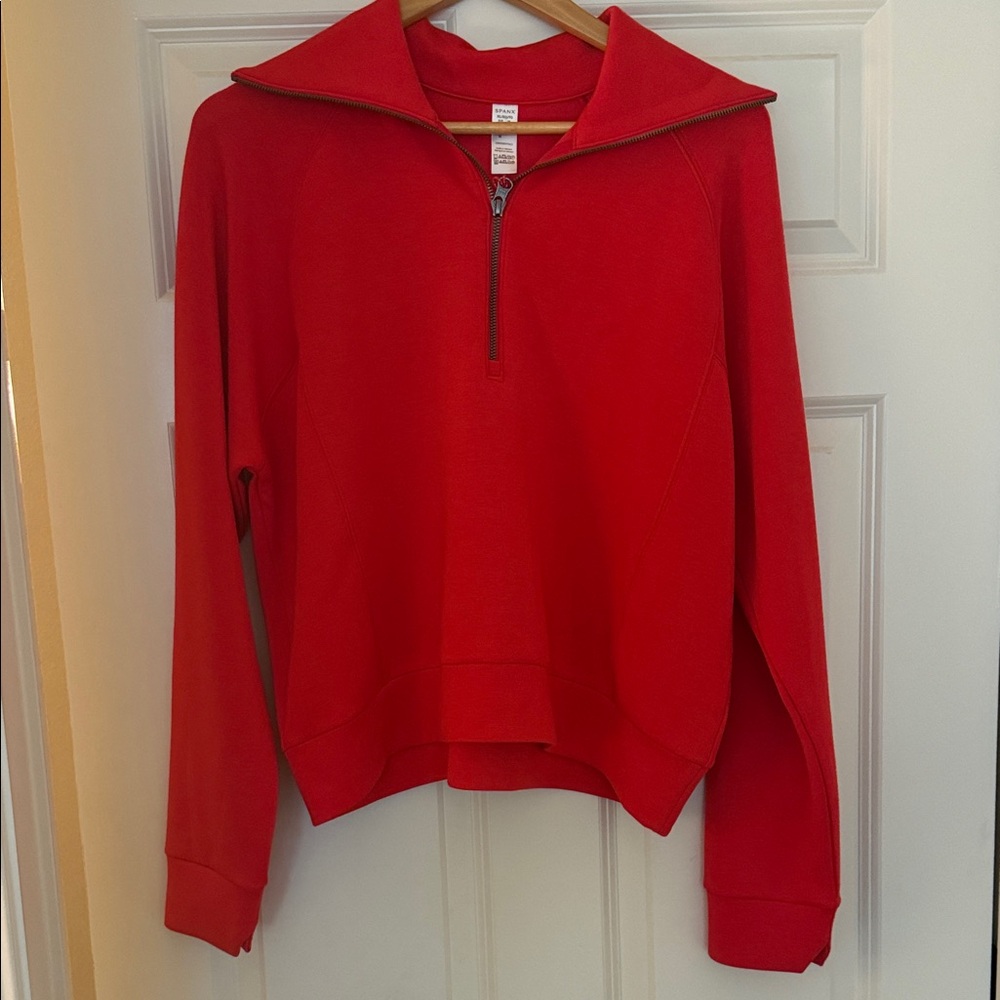 Spanx Air Essentials Red Half Zip XL